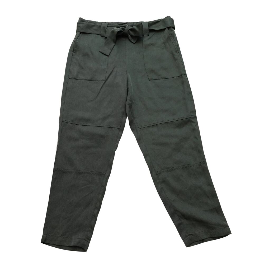 Banana Republic Womens Ankle Pants Tapered Leg Mid Rise Belted Waist Gray Size M